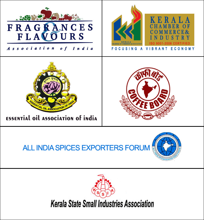 Fragrance and Flavors Association of India,Kerala chamber of Commerce and Industry,Essential Oil Association of India,Coffee Board,All India Spices Exporters Forum,Kerala State Small Industies Association